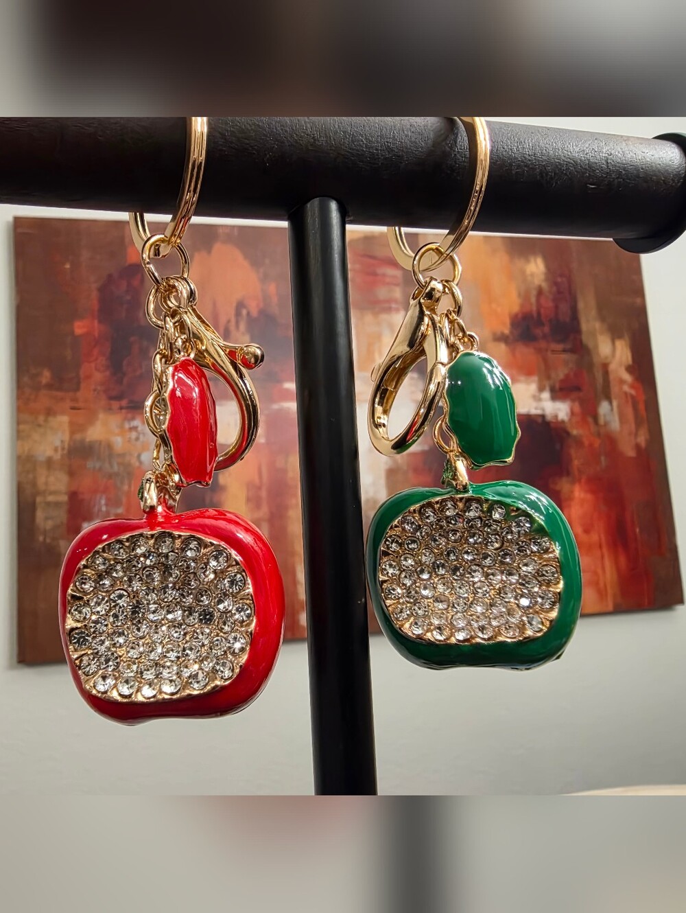 Gold-Tone Apple Bagcharm with Crystal PavΓ© β Red Or Green